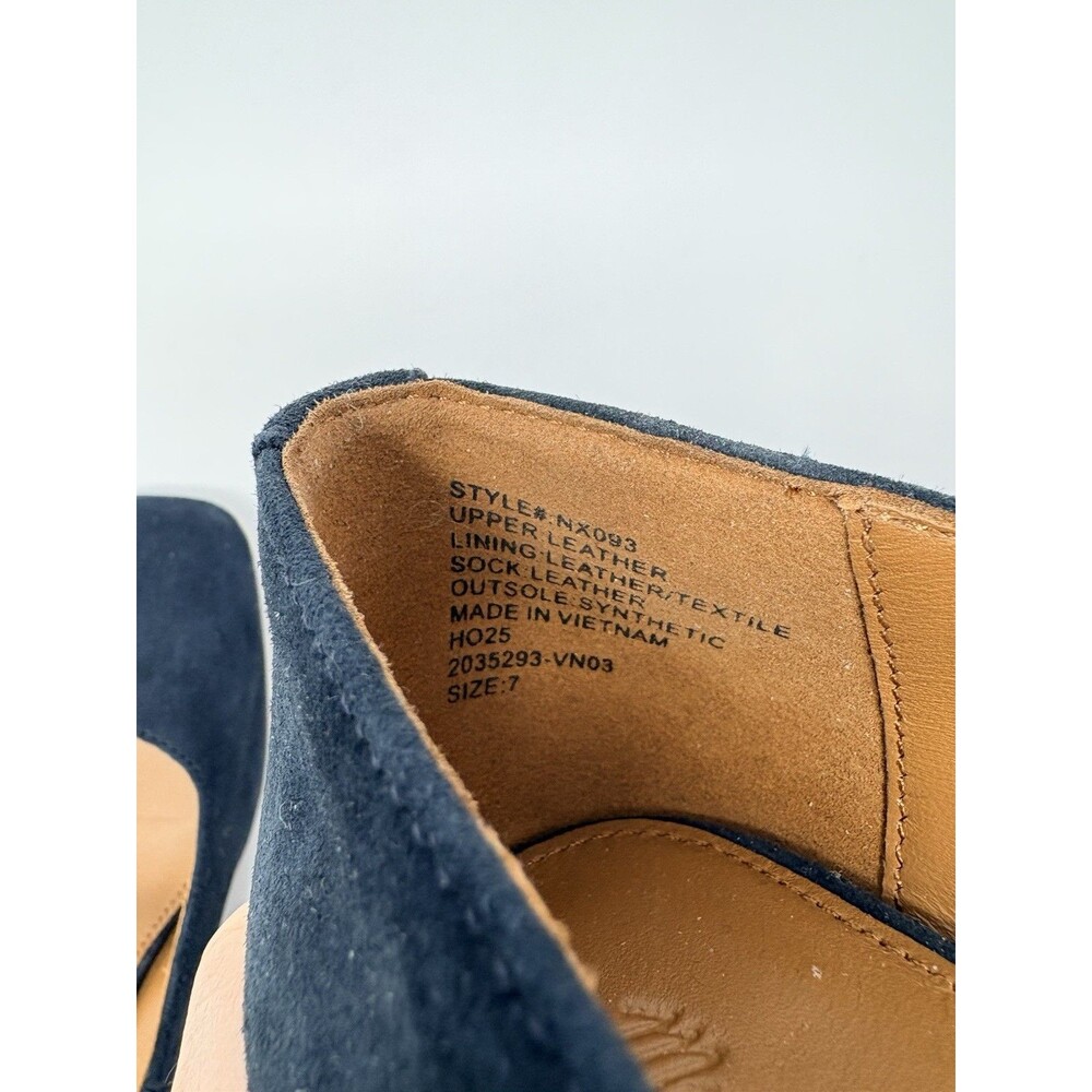 Madewell Suede Leather The Greta Pump Block Heels Juniper Berry Navy Blue Shoe 7 - Picture 12 of 12